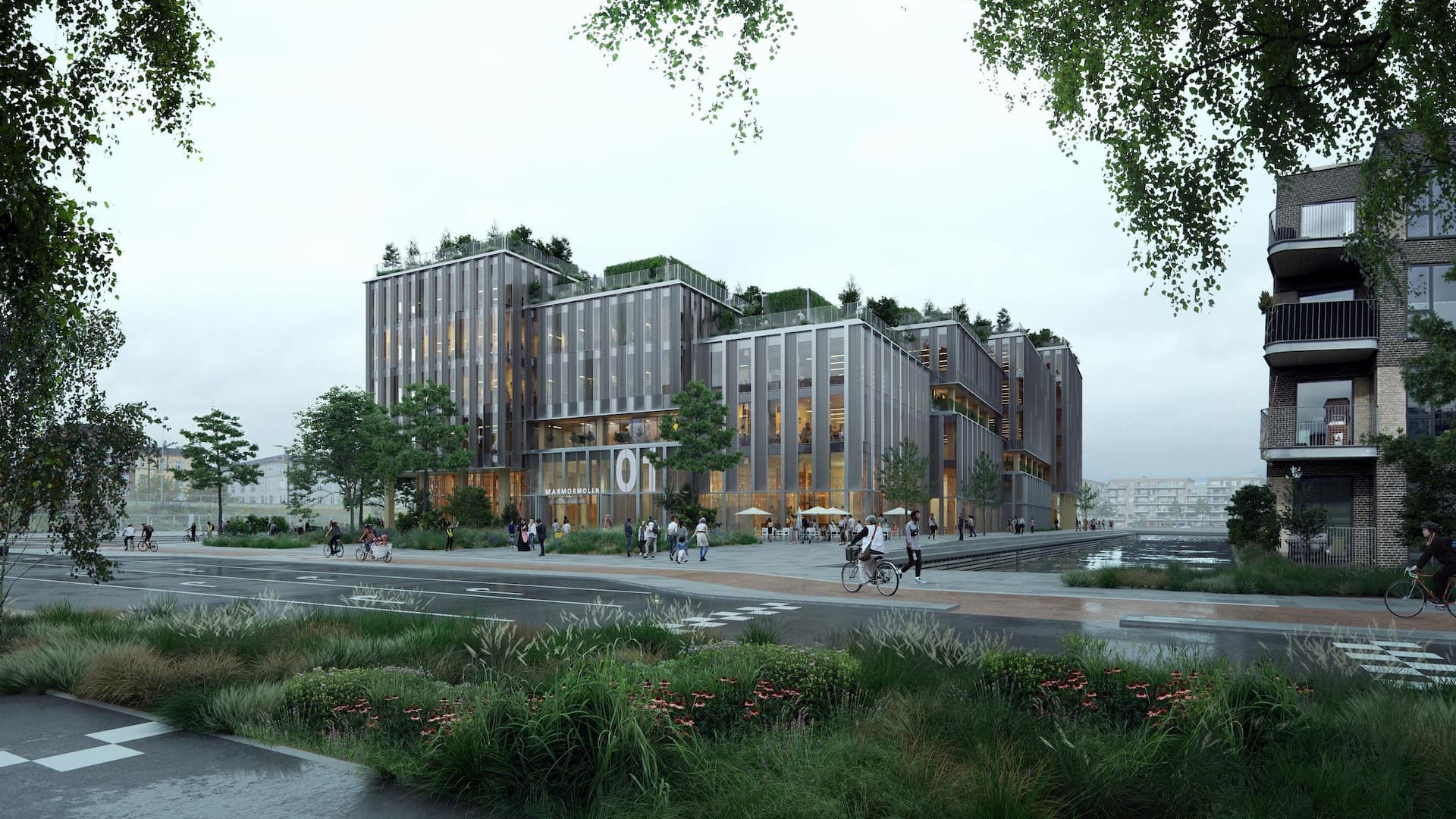 Rendering of Marmormolen, the new timber builidng for AP Pension