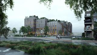 Rendering of Marmormolen, the new timber building for AP Pension